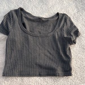Grey Waffle Knit Crop Top
